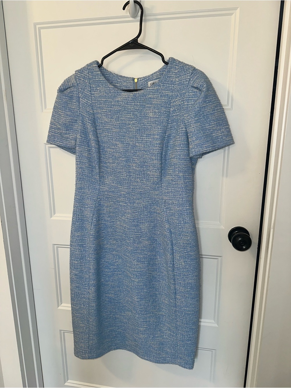Calvin Klein Light Blue Tweed Midi Dress